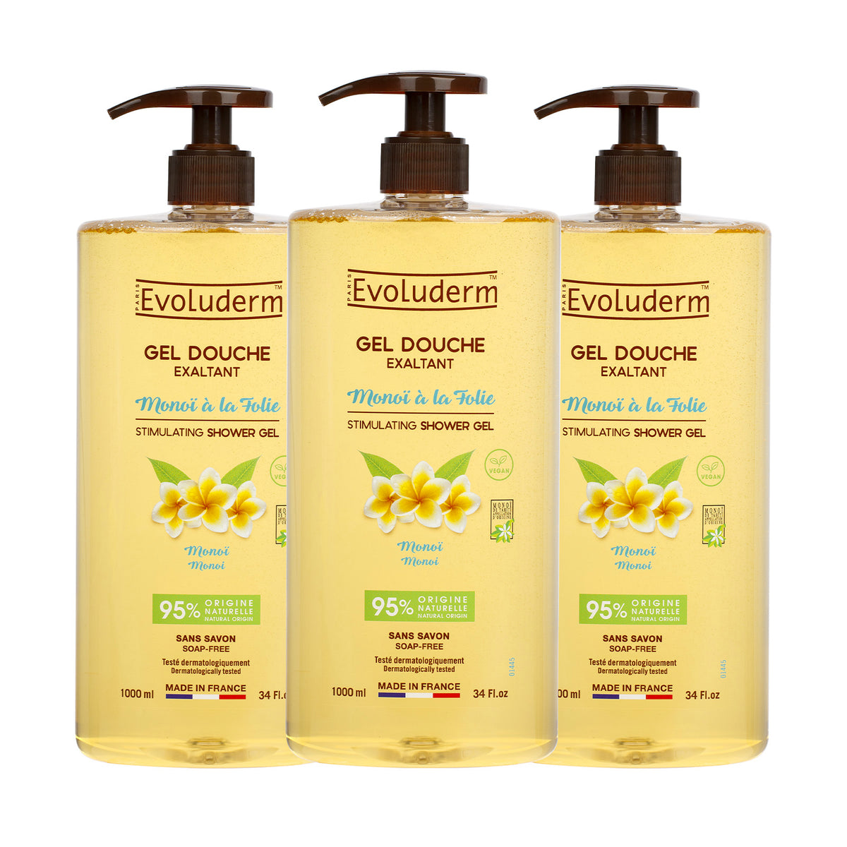 Lot de 3 Gel Douche Exaltant Monoï à la Folie 1000ml