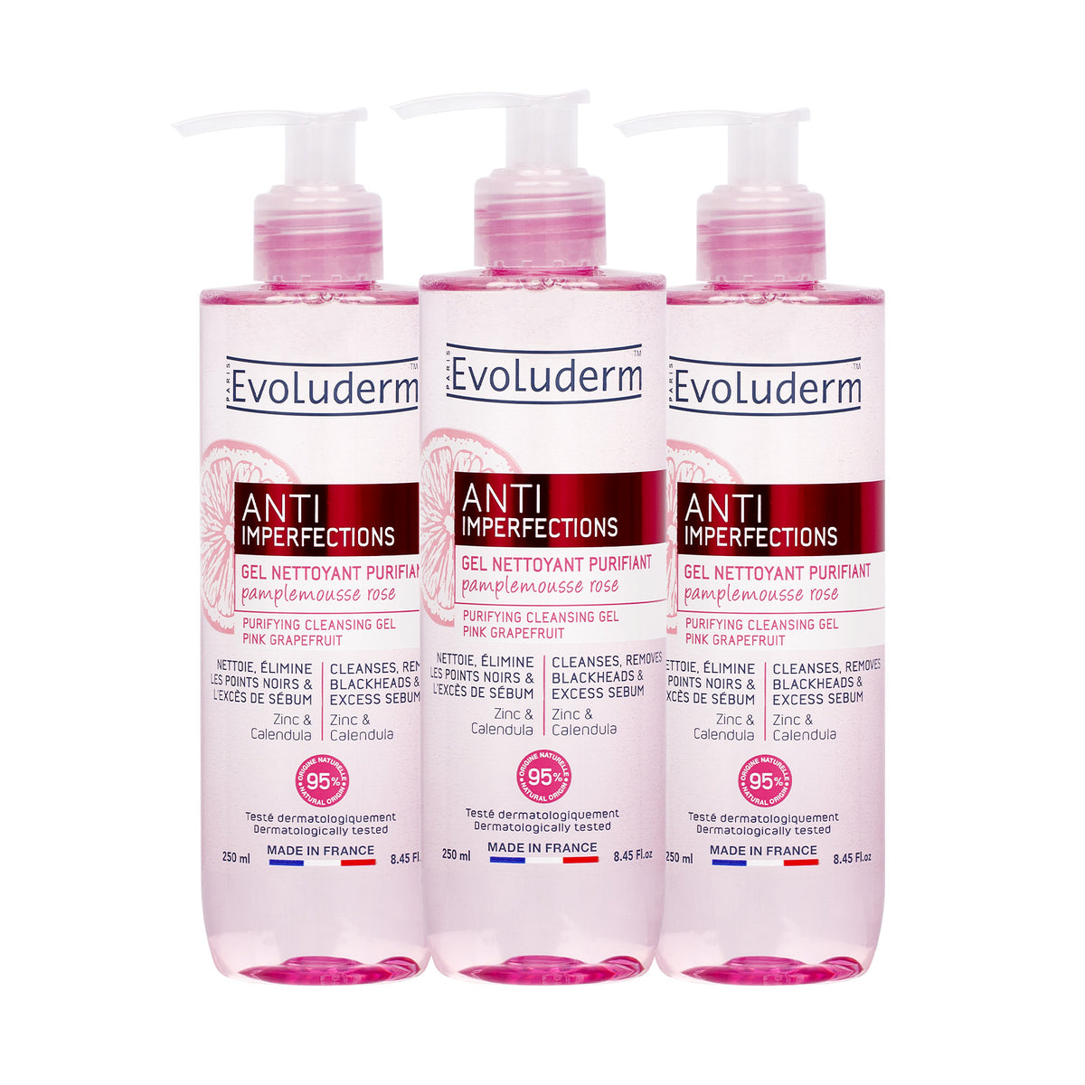 Lot de 3 Gels Nettoyant Purifiant Anti-Imperfections