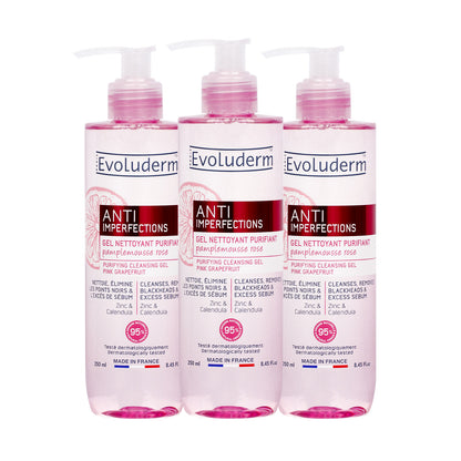 Lot de 3 Gels Nettoyant Purifiant Anti-Imperfections
