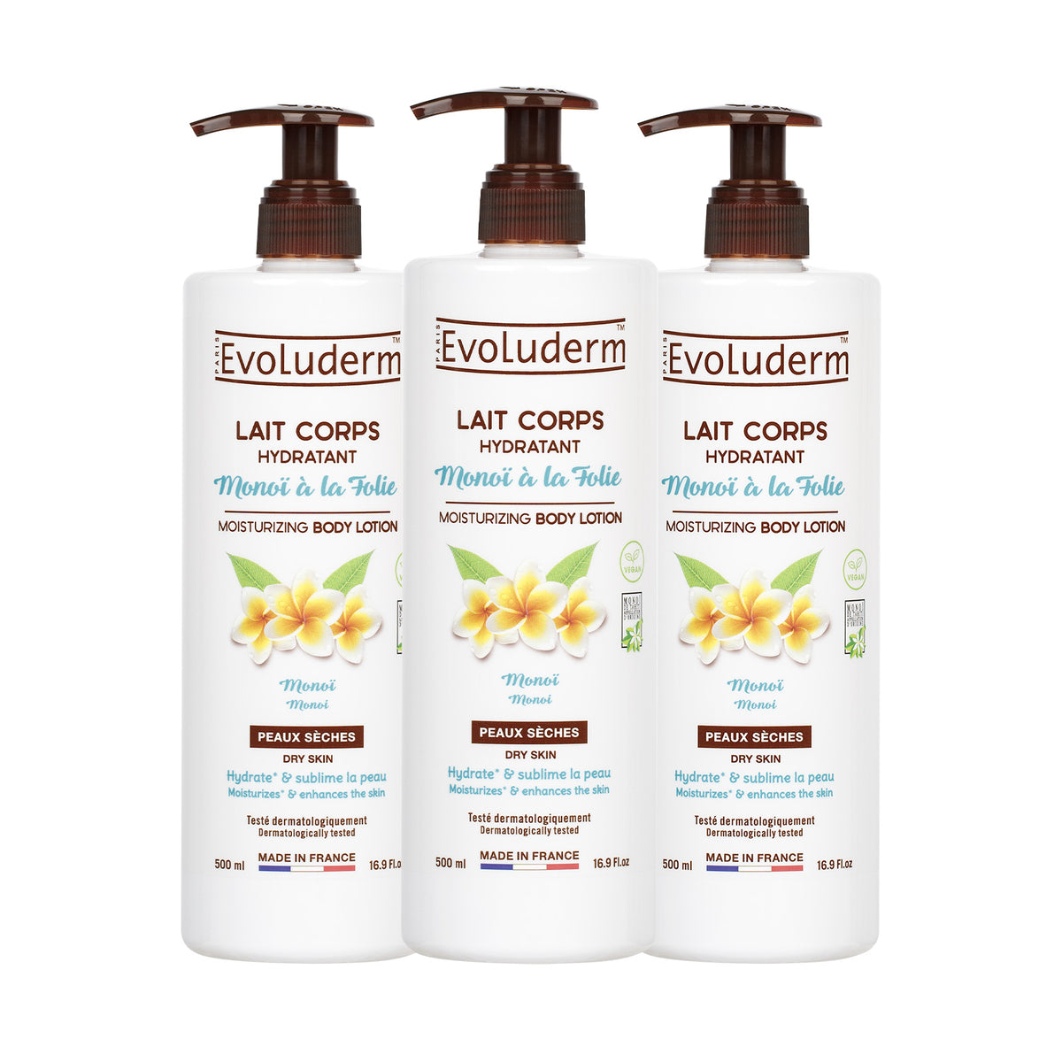 Lot de 3 Lait Corps Monoï à la Folie 500ml