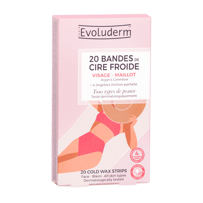 20 Bandes Dépilatoires de Cire Froide - Visage & Maillot