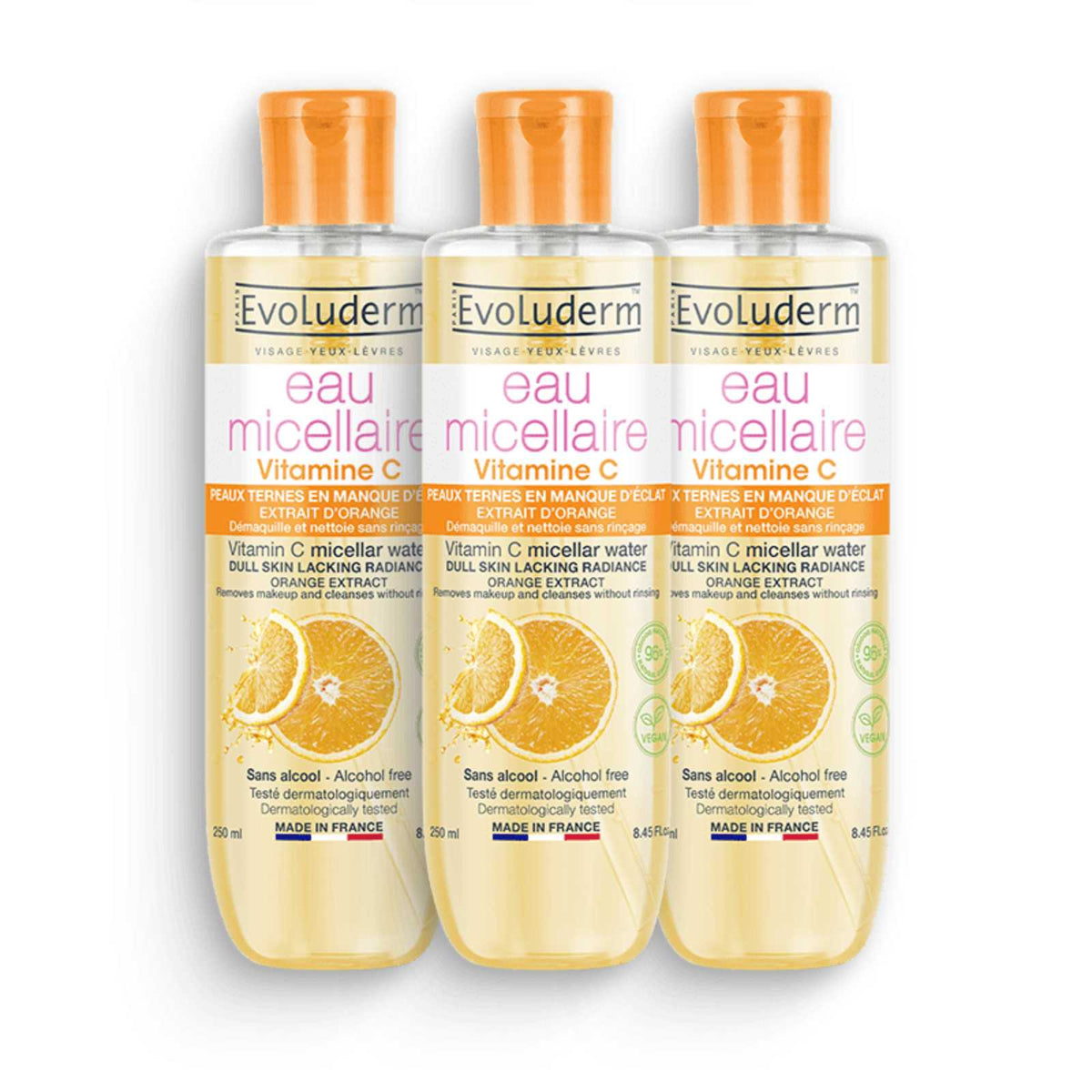 Lot de 3 Eau Micellaire Démaquillante Vitamine C 250ml