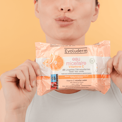 25 Lingettes Démaquillantes Eau Micellaire Vitamine C