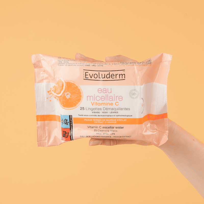 25 Lingettes Démaquillantes Eau Micellaire Vitamine C