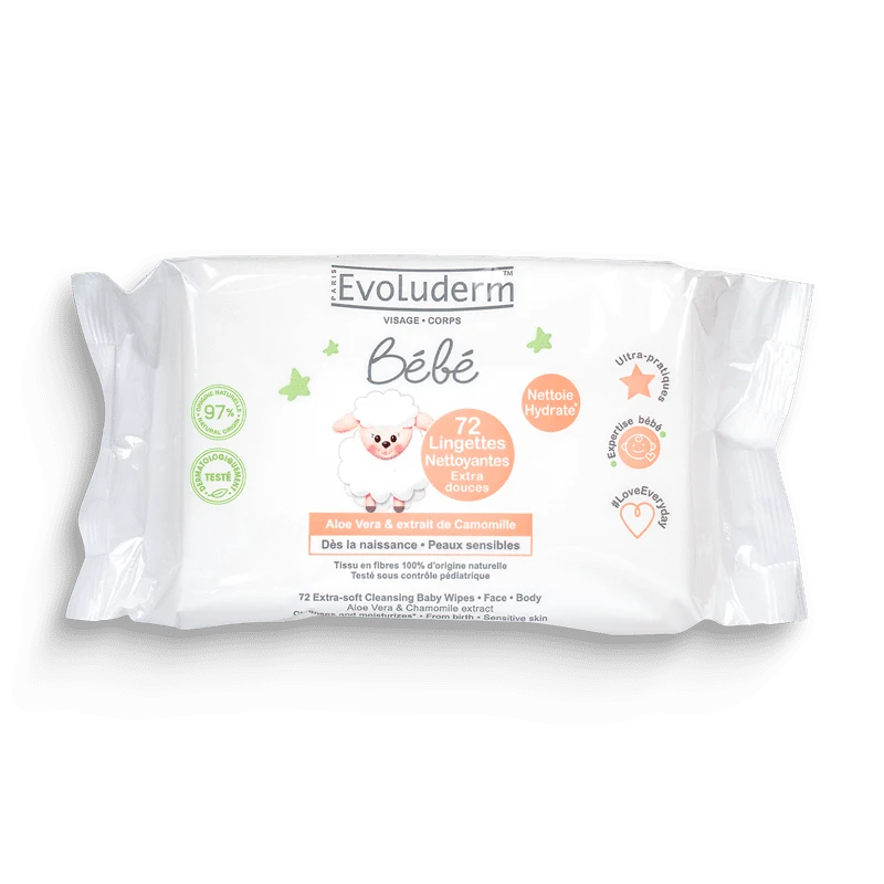 72 Lingettes Bébé Nettoyantes Extra-Douces