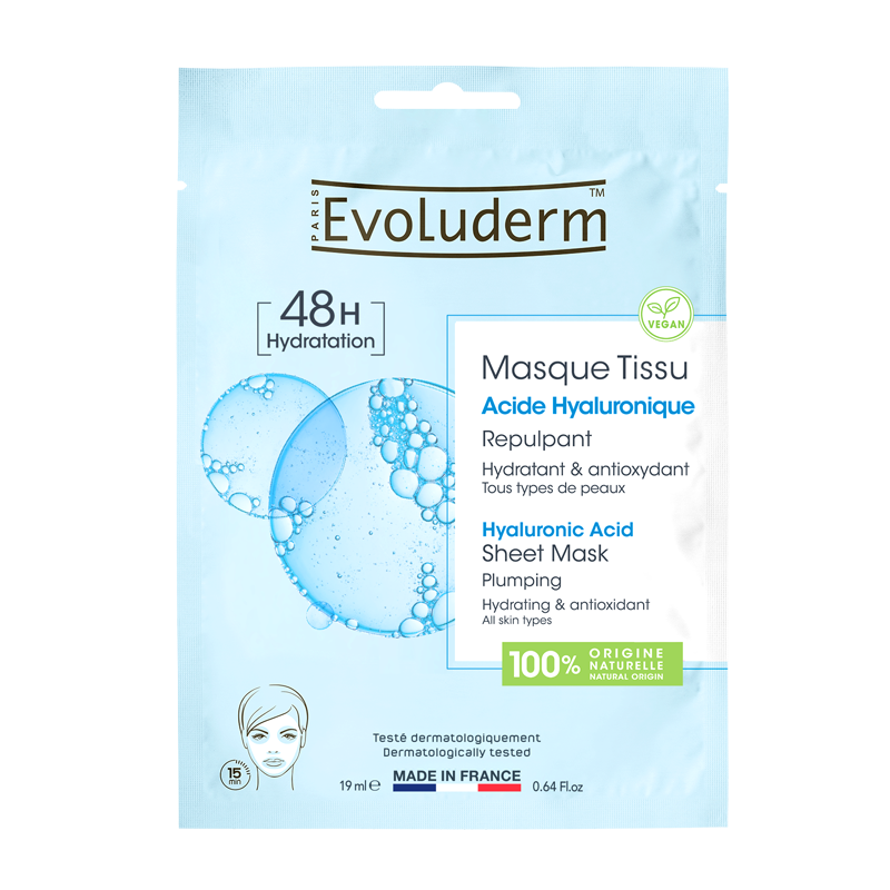 Masque Tissu Acide Hyaluronique de la marque Evoluderm.